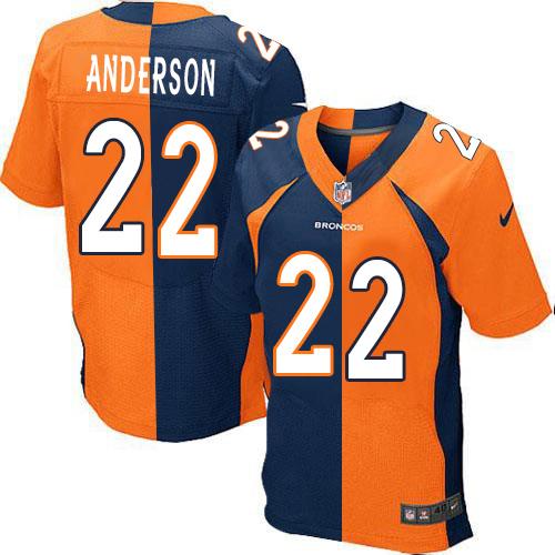 Nike Broncos #22 C.J. Anderson Orange/Navy Blue Men's Stitched NFL Elite Split Jersey - Click Image to Close